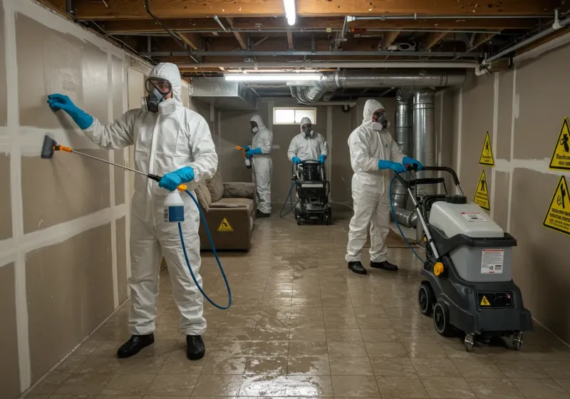 Basement Moisture Removal and Structural Drying process in Cardington, OH